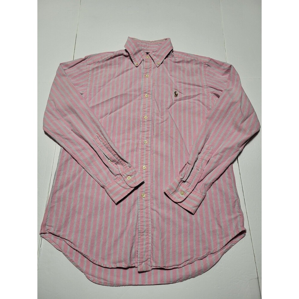 (#19) Polo Ralph Lauren Size Medium long Sleeve Button Up Pink/white